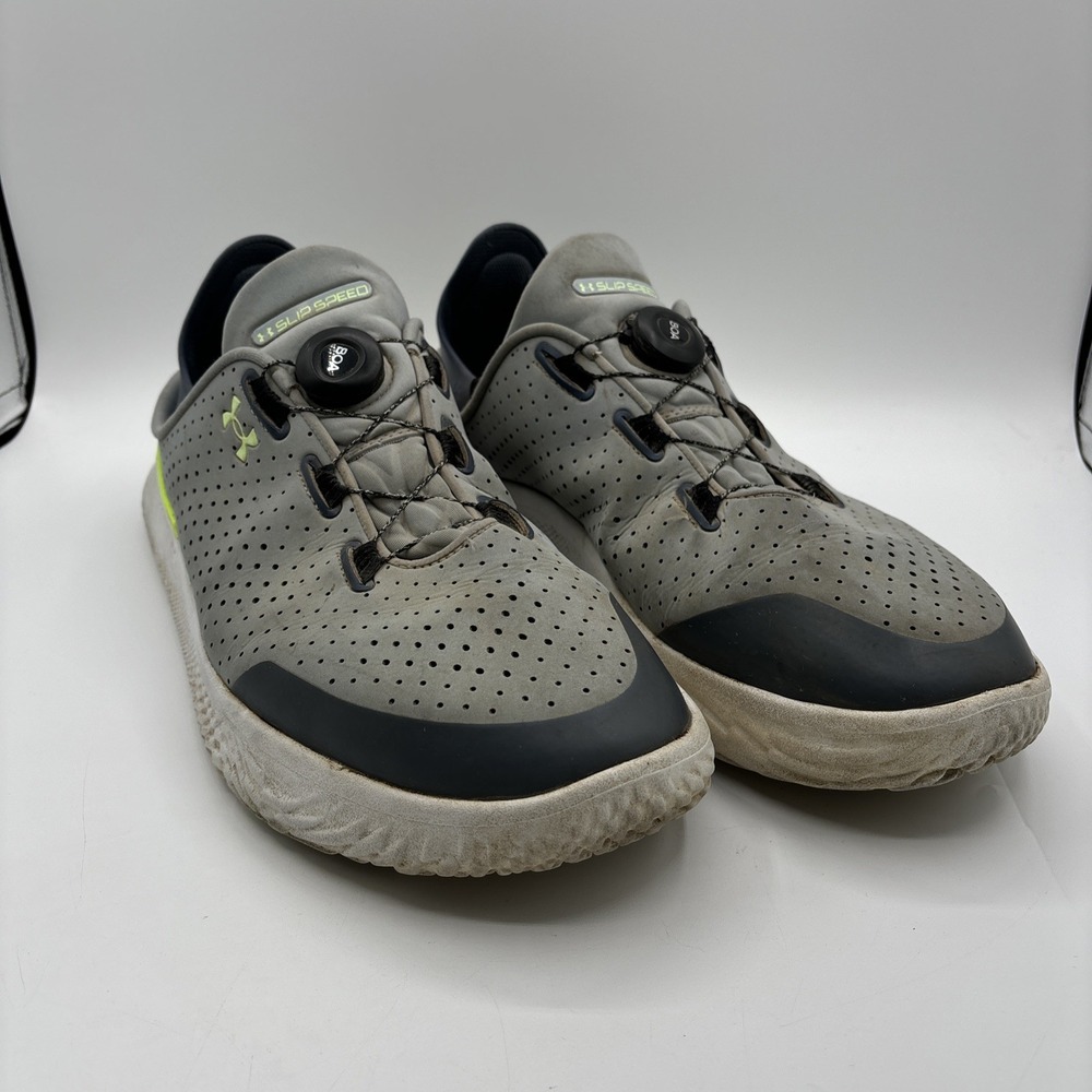 Under Armour BOA Slip Speed Training Shoes Men's Size 14 Grey Navy Lime 3026197